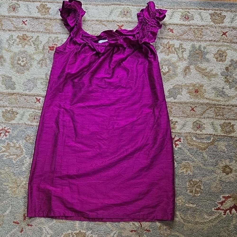Magenta Ruffle Neck Sleeveless Dress
